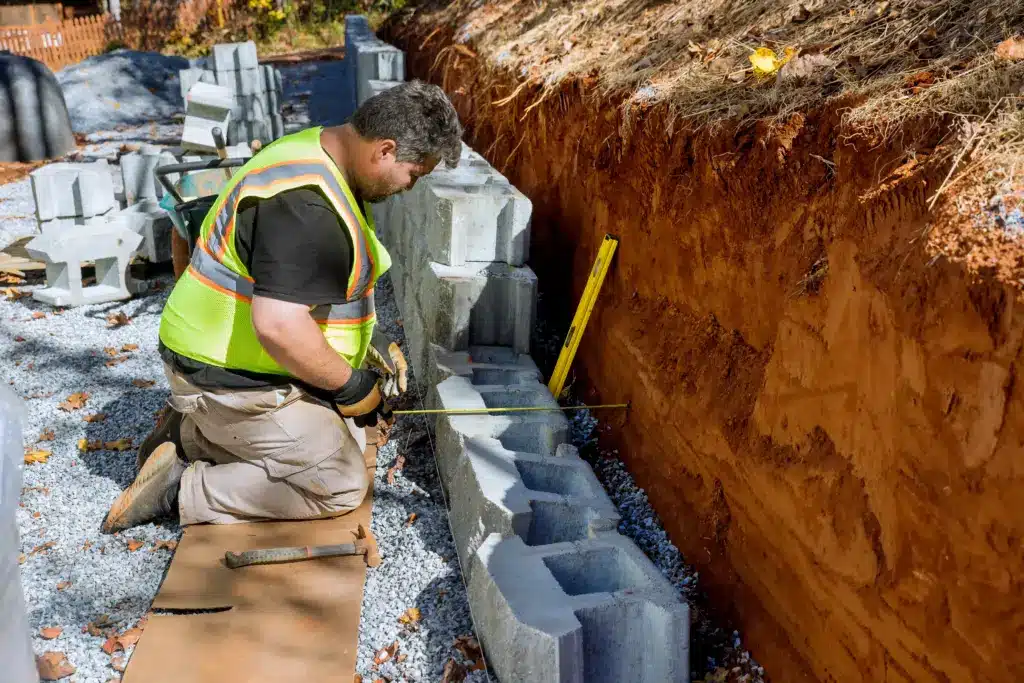 Man building the foundation for a new basement