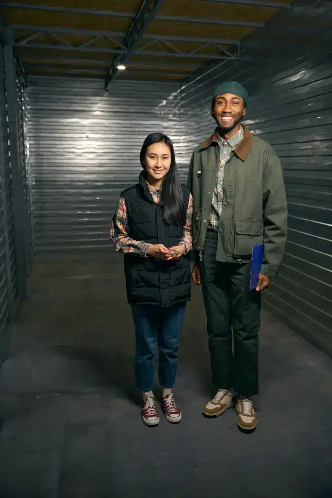 young couple in the basement after a remodel